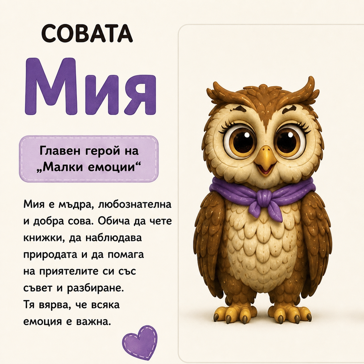 Совата Мия — герой от поредицата „Малки емоции“